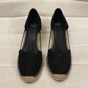 BNIB Eileen Fisher Yasmin black tumbled nubuck espadrille Sz 10